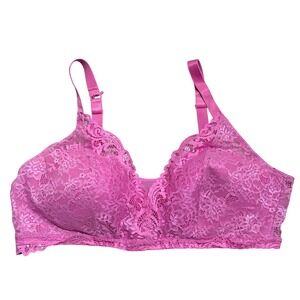 Bali Lace Trim ComfortFlex Full Coverage Bralette Bra Pink Plus Size 2XL 2X